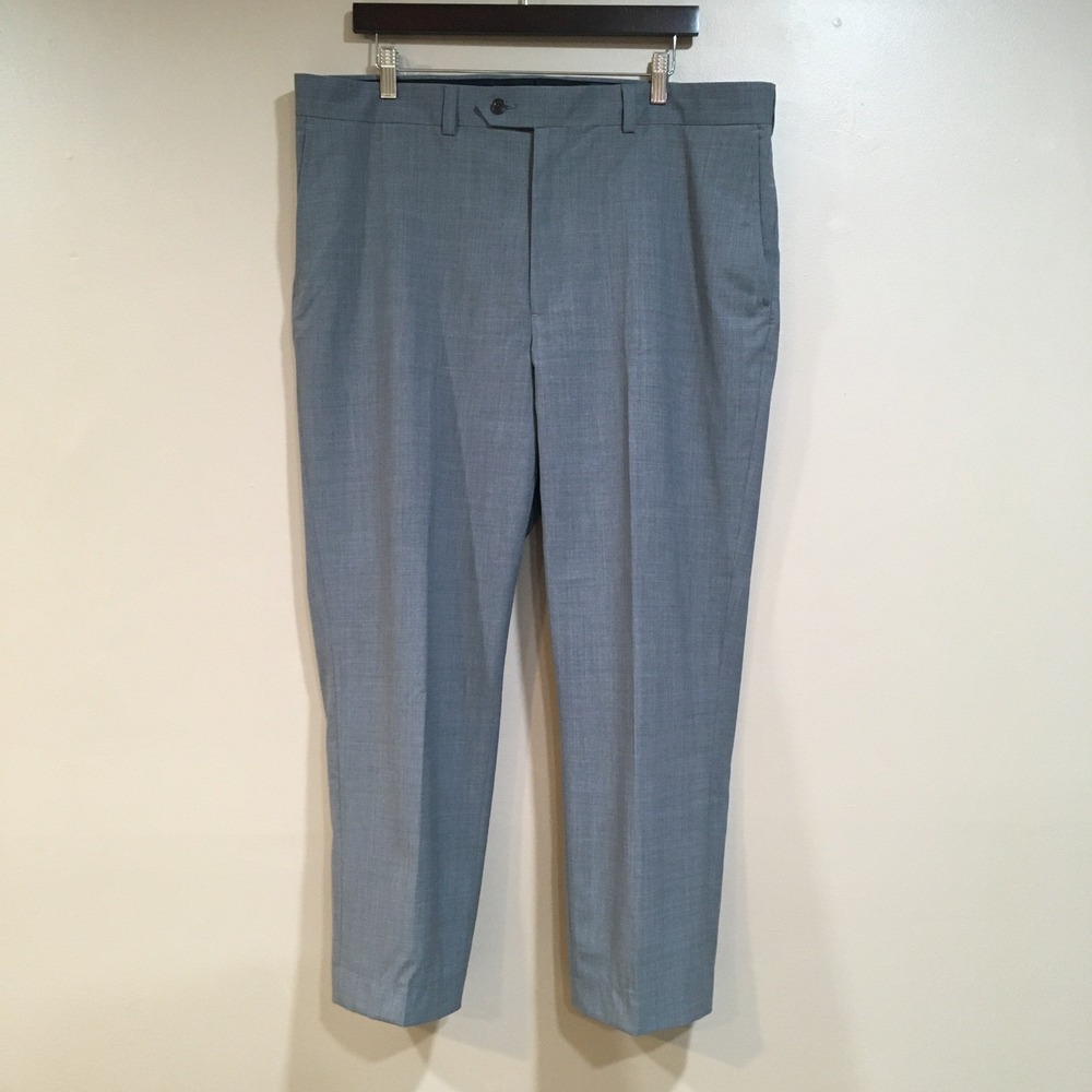 Lands End Tailored Fit Wool Blend Dress Pants Mens 38 Gray Professional Classic